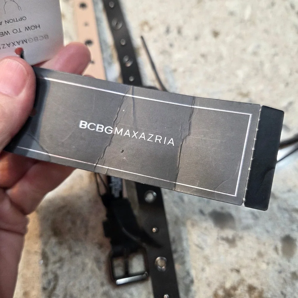 BCBGMAXAZRIA Womens Black Grommet Studded Convertible Harness Belt S‎ NEW